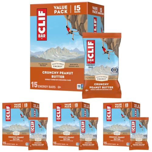 CLIF BAR Protein Energy Bars, Crunchy Peanut Butter, 15 Count (Pack of 4)