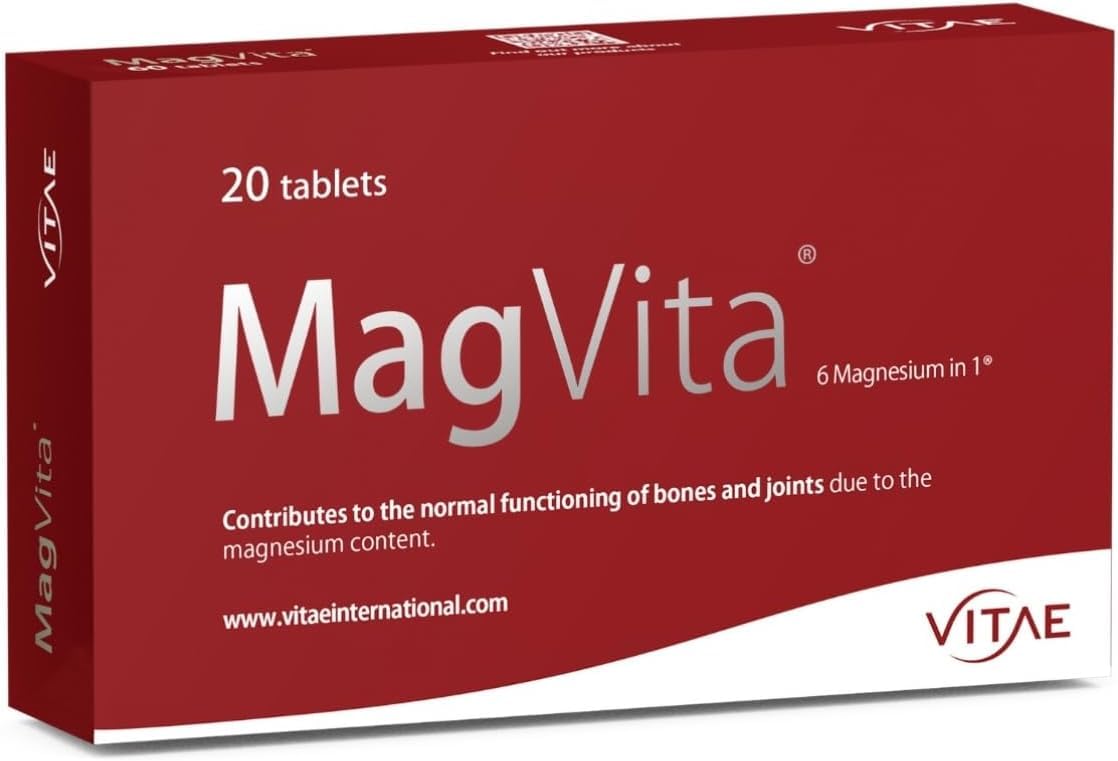 Vitae MagVita - Magnesium, Taurine & B6 - Magnesium Glycerophosphate Magnesium Citrate Magnesium Gluconate Magnesium Lactate Magnesium pidolate Magnesium Oxide-Marine - 20 Tablets