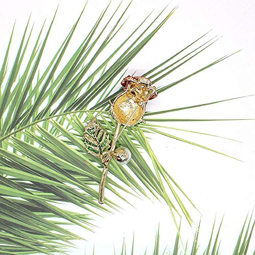 Image of Created Crystal Brooch Crystal Rhinestone Rose Flower Fashion Pin Gift Women Girls Rose Gold
