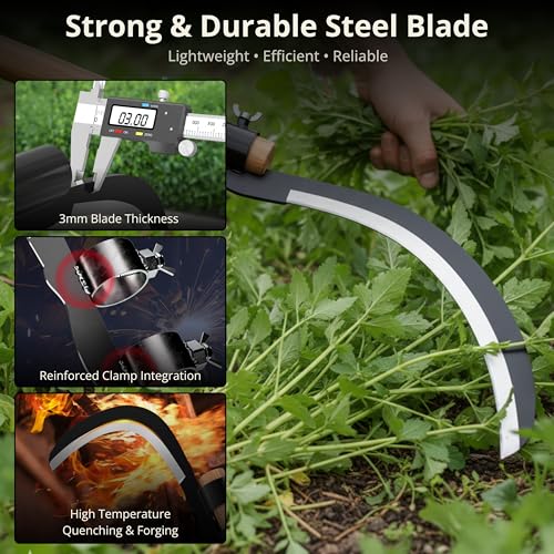 Image of Kraft Seeds Heavy Duty Agricultural Hand Tool for Harvesting, Farming & Gardening | Tempered Steel Coconut Plucker & Grass Sickle Cutter Head | Tree Branch Cutting, Crop Harvesting