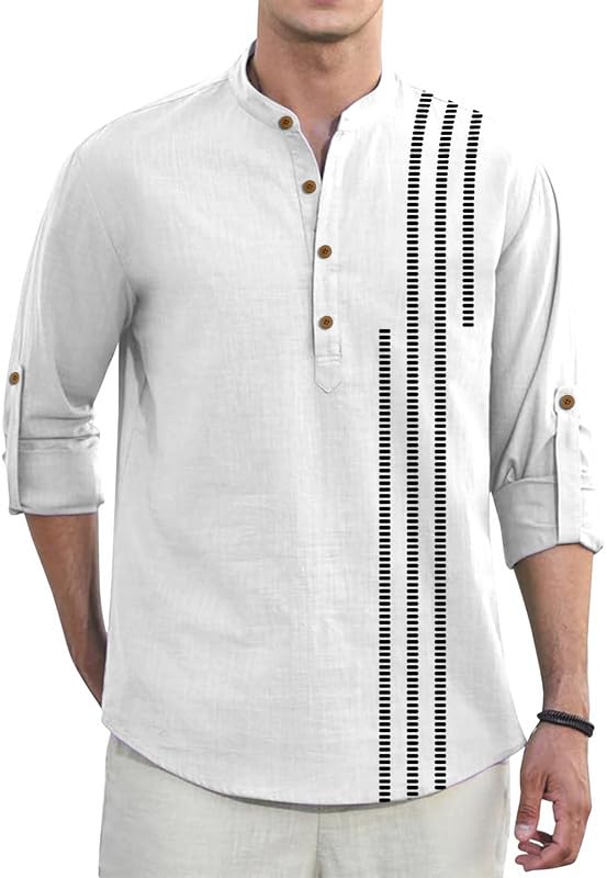 Men’s Stylish Cotton Blend Short Kurta || Elegant Minimal Pattern Detailing || Comfortable Regular Fit || Classic Mandarin Collar || Smart Casual Kurta Shirt for Men