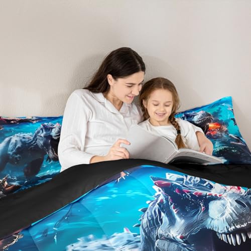 Image of Feelyou Jungle Dino Dinosaur Comforter Set Queen Size Kids Duvet