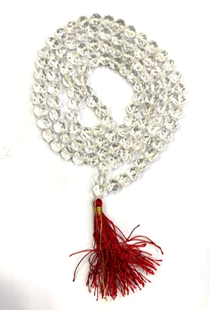 Sethi Traders Crystal Diamond Cut Sphatik Mala (Standard, White)