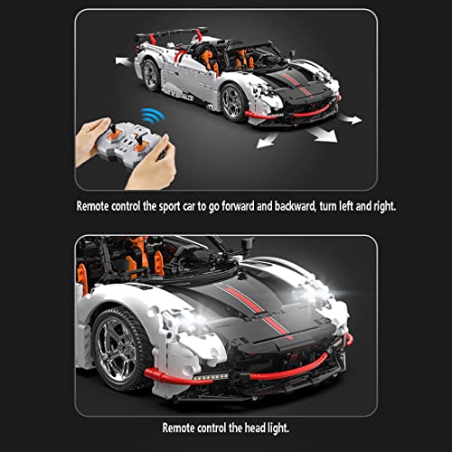 1+1 Dr.Bricks CADA C63002W Technik Ferngesteuert 1/10 Sportwagen Modellbausteine für Pagani Zonda, RC Rennauto… – Bild 4
