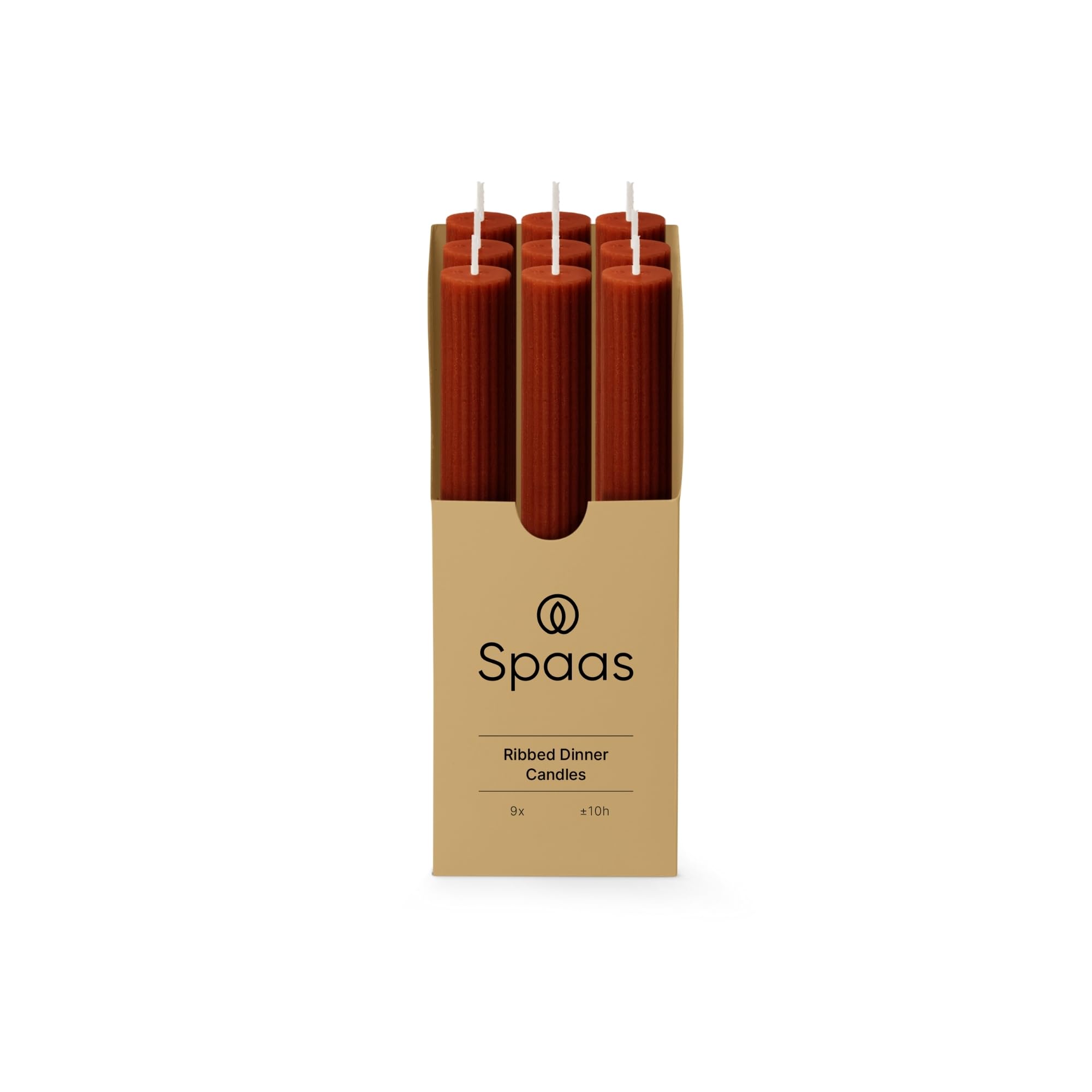 Spaas 9X Ribbed Dinner Candle 10h, Bordeaux