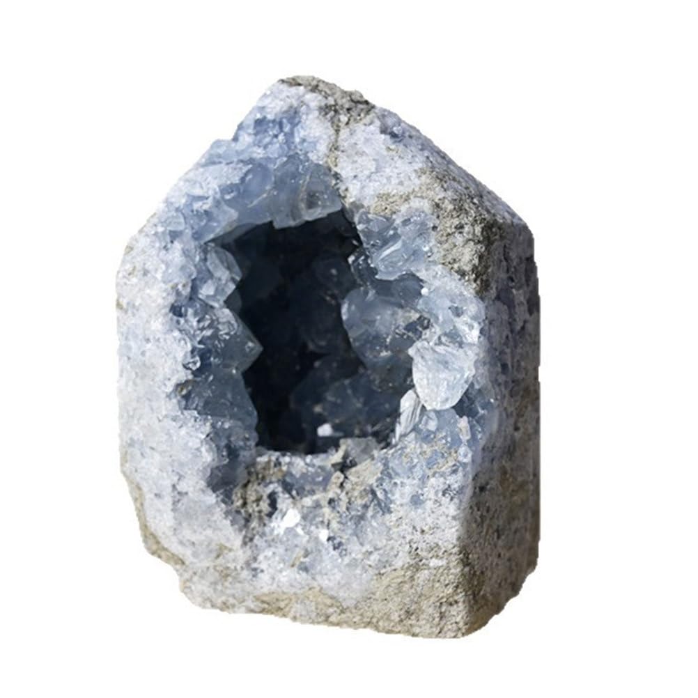 ITCLEYMDZV Blue Celestite Cluster Geode Crystal Stone Four-Sided Single-Pointed Column Home Office Decor Gifts,100~300g