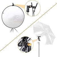 UTEBIT 2-Pack Heavy Duty Metal Reflector Holder Clamps for Light Stands & Photo Umbrellas - 360° Swivel, 60mm Opening