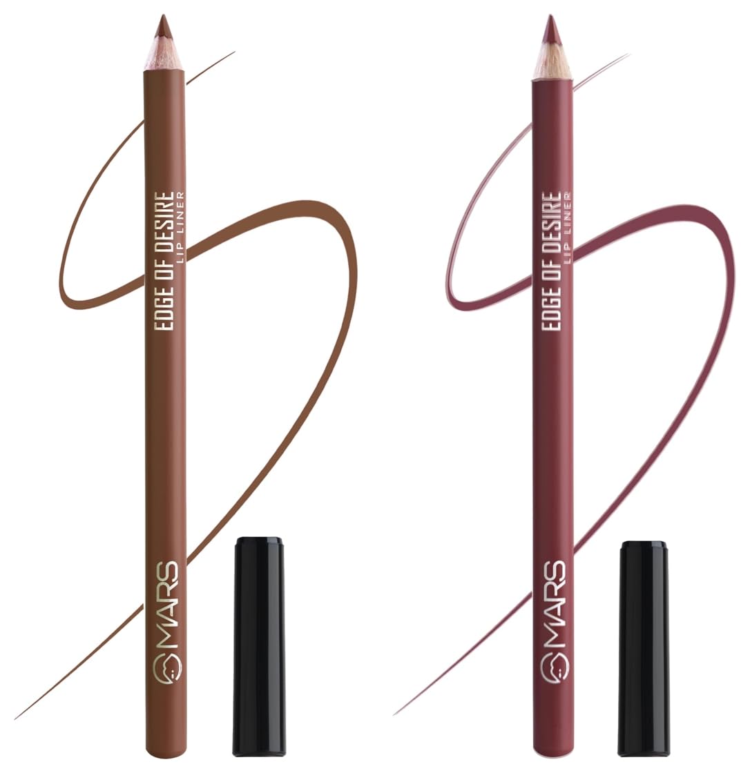 MARS Matte Lip Liner One Swipe Smooth Long Lasting Lip Pencil (1.4gm) (12-BROWN MOCHA) Matte Lip Liner One Swipe Smooth Long Lasting Lip Pencil (1.4gm) (05-WINE NIGHT)