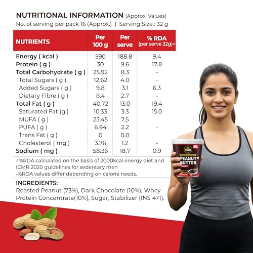 Image of DiSano High Protein Dark Chocolate Peanut Butter with Whey Protein, Creamy 510g | 30g Protein. Gluten Free, Zero Cholesterol & Trans Fat | Post & Pre Workout snack (Pack of 2)