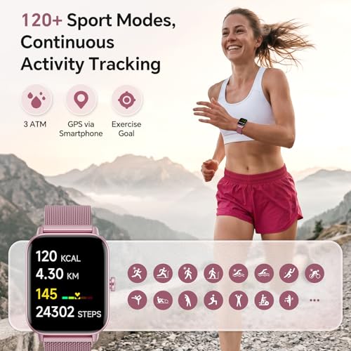 Image of Smart Watches for Women (Calls /SMS /Reminders), 1.85 inch HD Alexa Smart Watch for Android Phones & iphone Compatible, 120+ Sport Modes Fitness Watch, Heart Rate /SpO2 /Sleep Tracker, 3ATM Fitness Trackers
