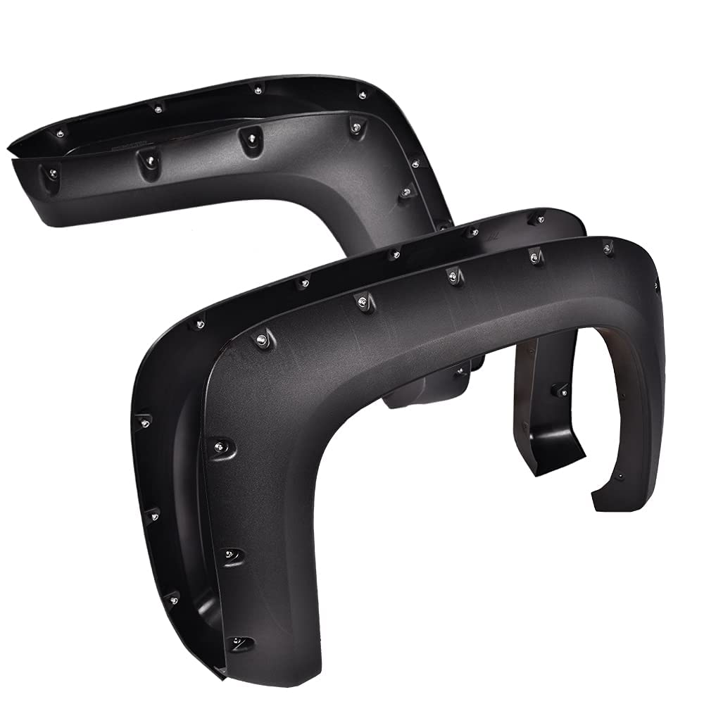 G-PLUS Fender Flares Compatible with Chevy Silverado 1500 2007-2013/Silverado 2500HD 3500HD 2007-2014 Fleetside 78.0"/97.6" Long Bed Textured Pocket Riveted Protector Wheel Cover Trim Guards 4pcs