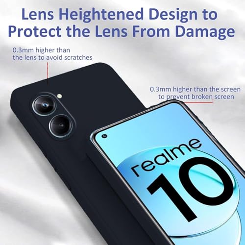 Image of for [ Realme 10 4G ] Liquid Silicone Back Case Cover Flexible |Inner Lining| with Camera Protection Back Cover for [ Realme 10 4G ] - Black