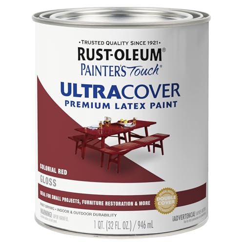 Rust-Oleum 1964502 Painter's Touch Brush Enamel Paint, Gloss Colonial Red, 32 Fl Oz (Pack of 1)