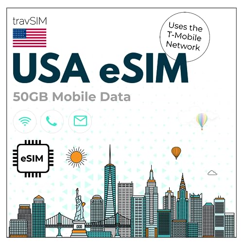 travSIM eSIM for USA Travel TMobile Network 50GB mobile data at 4G