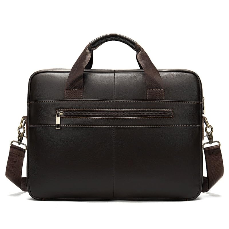 Top Layer Cowhide Business Bag Men's Tote Briefcase Diagonal Shoulder Bag(White-Patch Five-Pointed star4)4