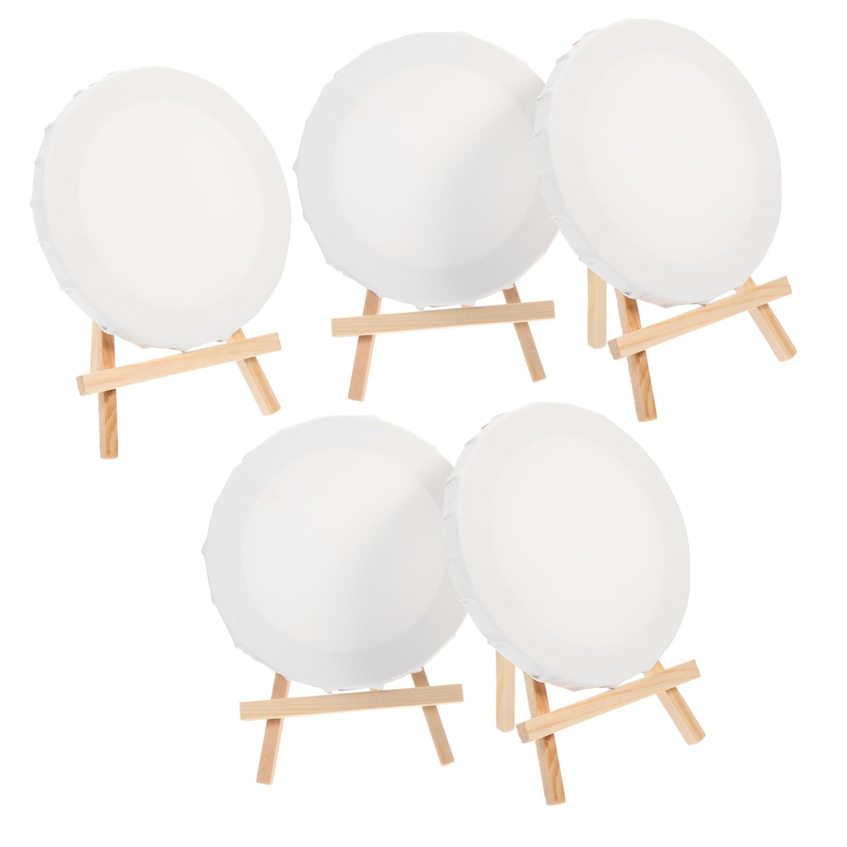 Mini caballetes de madera con marcos redondos de lienzo para pintura artística fina set de 5