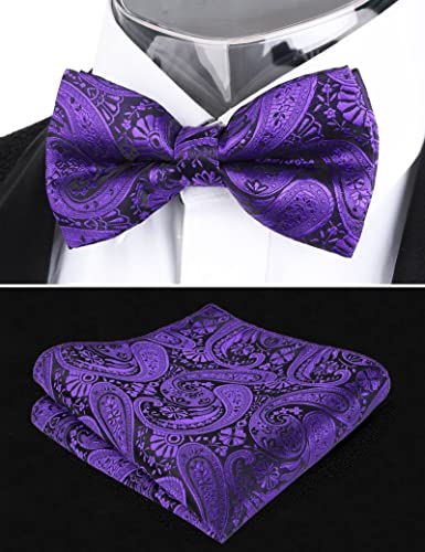 Image of Alizeal Mens Paisley Adjustable Bow Tie Set | Pre-tied Cummerbund Pocket Square Perfect for Weddings Business Formal Events