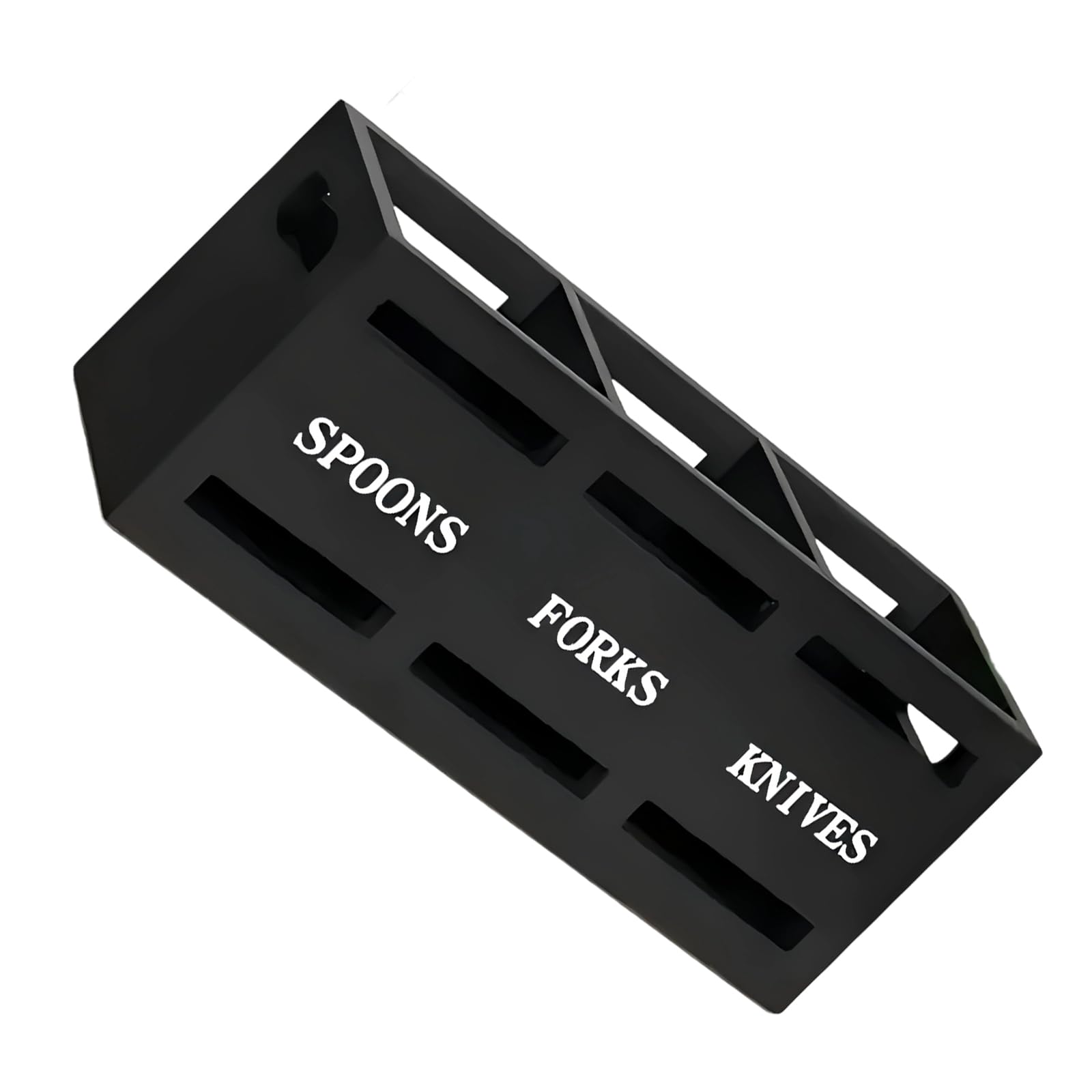Ekoama Wooden Kitchen Utensil Organizers With 3 Compartments For Spoons Forks Drawer Storage Space Saver