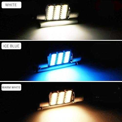 Miniatura 5 de 1797 Luz LED de cúpula de 1.614 in 1.654 in 211-2 569 578 bombilla azul hielo 8000K 3014 SMD para coches, mapa, matrícula, cajuela, luces