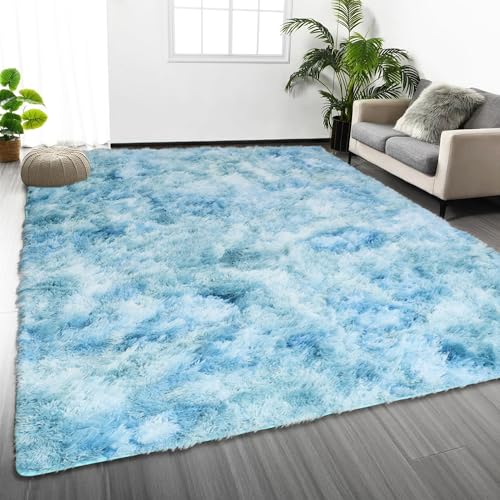Tapis sans déperdition bleu turquoise antidérapant et pelucheux