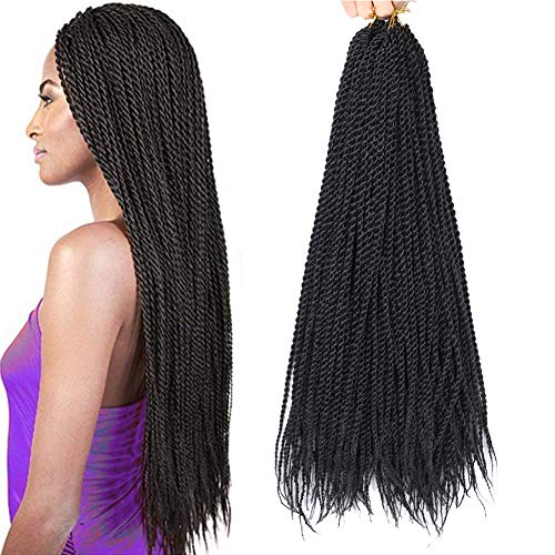 MSBELLE 6 Packs 30 Strands/Pack 18inch Senegalese Crochet Twist Braids Hair Twist Crochet Braiding Hair Extensions for Black Women Natural Black(1b)