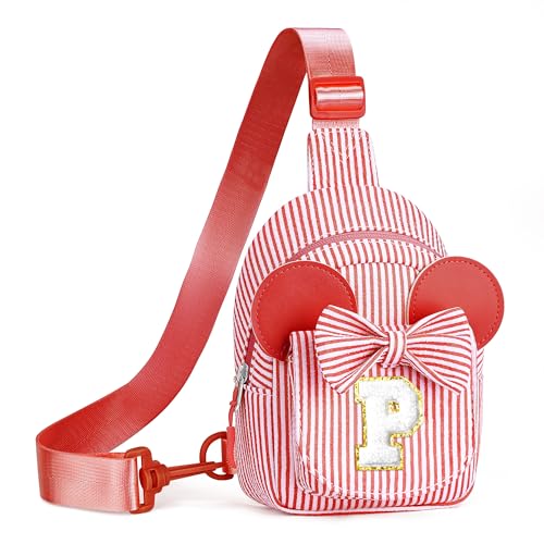 Image of Small Sling Bag for Kids - Birthday Gifts for 2 3 4 5 6 Year Old Girls, Birthday Gifts for Girl Daughter Sister, Initial Cross Body Purses for Girls Sling Bag for Kids (Red P)