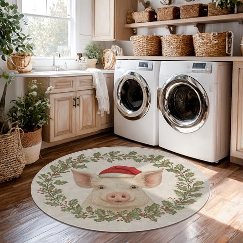 Tapis chambre cochon Noël lavable résistant et antidérapant - 5