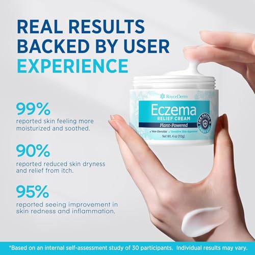 Roycederm Eczema & Psoriasis Cream for Dry, Itchy Skin – Moisturizer for Sensitive Skin, Eczema, Psoriasis & Dermatitis – 1% Colloidal Oatmeal + Ceramides – Steroid-Free for Adults, Kids & Babies