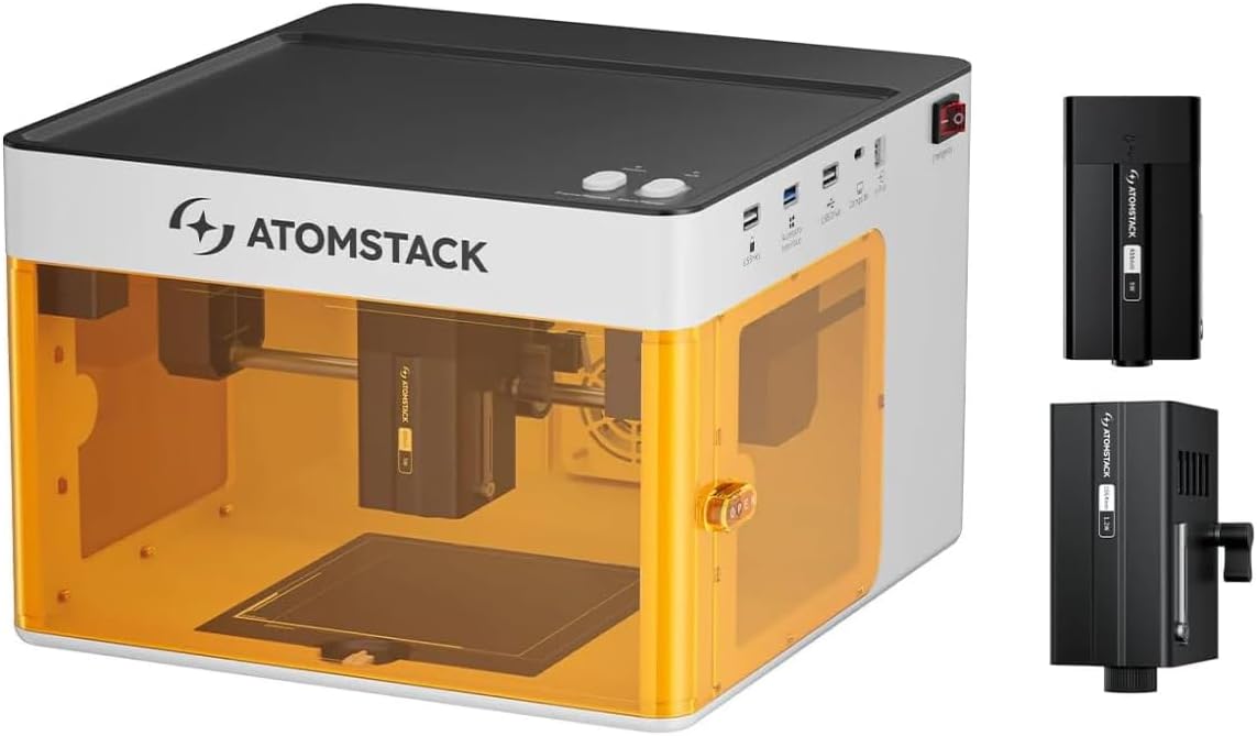Atomstack P1 5W Laser Engraver,Portable Laser Engraving Machine and Laser Cutter with Free Atomstack App and Software,4.3 * 4.3" Engraving Area for Plywood,Aluminum Sheet,Leather,Tags