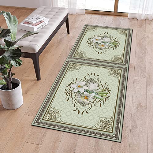 Tapis de couloir lavable sur mesure tapis de cuisine antidérapant vert 90x150