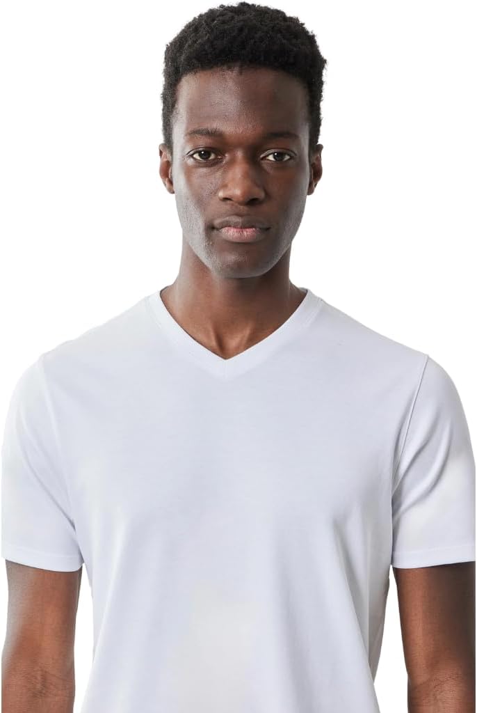 Robert Barakett V Neck Short Sleeve Pima Cotton Casual Solid Mens T Shirt - Image 3