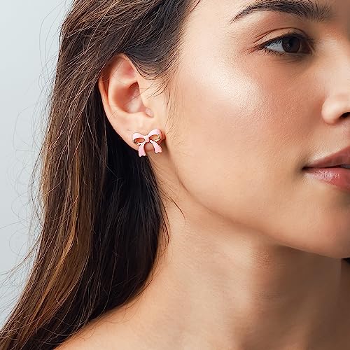 Gold/Silver Bow Earrings for Women，14K Gold Plated Stud Earrings Dainty Cute Bow Earrings for Women Trendy Gold Jewelry Gifts for Women2