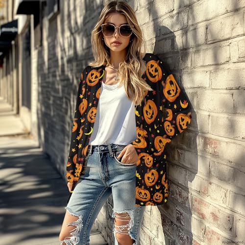 Image of Forchrinse Red Ladybug Cardigan for Women Causal Long Sleeve Open Front Cardigans Sweater Fashion 2024 Fall Coat with Pockets