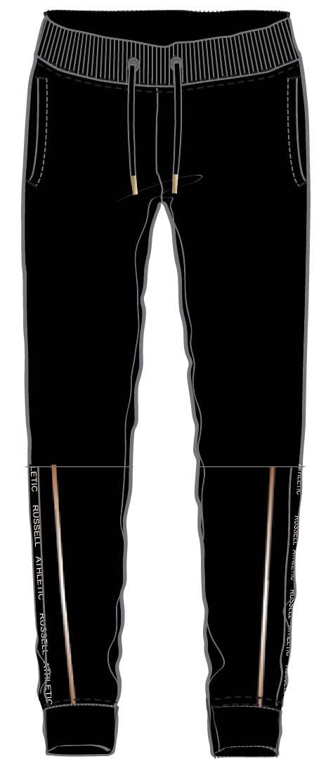 Russell Athletic A01322-IO-099 Cuffed Pant with Side Details Pants Women's Black Size XS