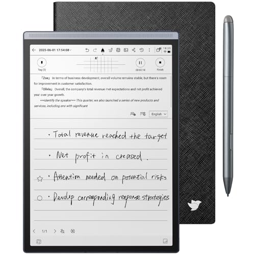 AINOTE Air 2セット 8.2インチ AI Eインクタブレット スマートペーパーノートテイキングタブレット スタイラス&調節可能なライト付き ChatGPT搭載多言語転写 会議議事録スケジュール管理 (ブラックケース)