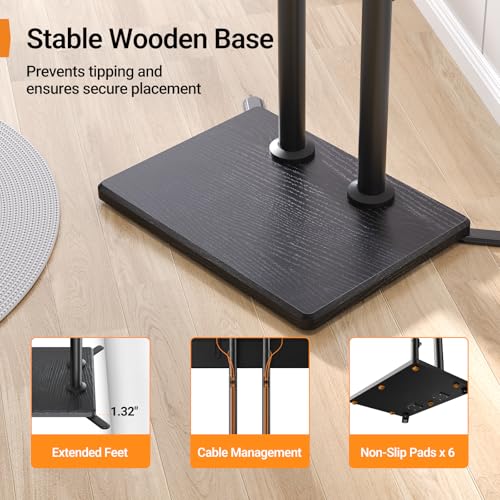 Image of Perlegear Universal Floor TV Stand for 32-75 inch TVs up to 110 lbs, Height-Adjustable Tall TV Stand with Solid Wood Base & Extra-Stable Anti-Tip Feet, Swivel TV Mount for Bedroom, VESA 400x400, PGFLS34B