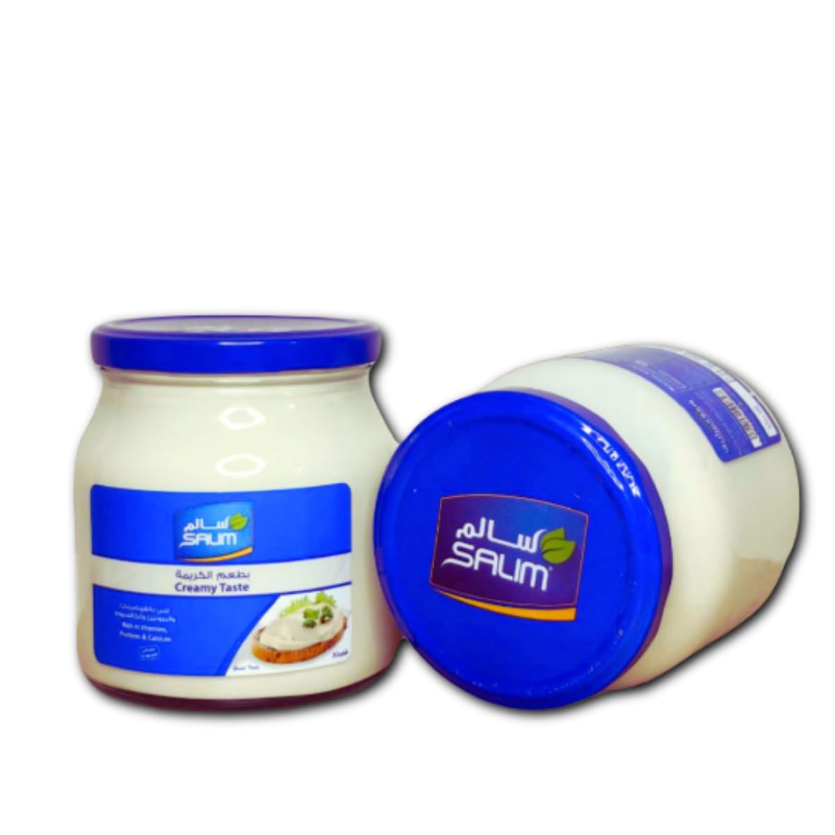 Salim Spreadable Cream Cheese Pack of 2 X 500g Glass Jar - Smooth, Creamy & Versatile - Perfect for Breakfast, Toast, Bagels, Desserts and Baking Recipes