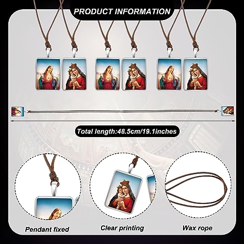 16 Pcs Catholic Scapular Necklace Metal Escapularios Catolicos Sacred Heart of Jesus with Our Lady Mt Carmel Catholic Scapular Gifts for Men Women Christian First Communion Confirmation 19"2