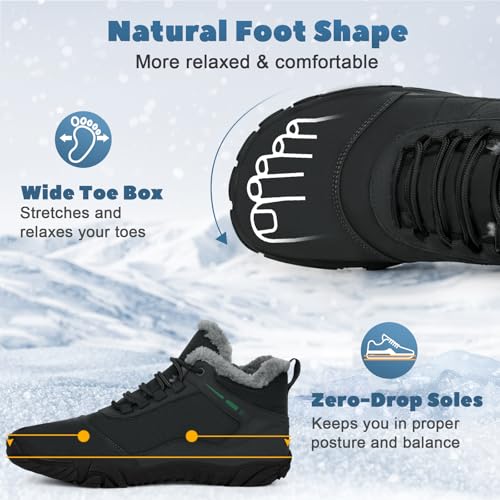 Image of Winter Hike Barefoot Boots Women, Snow Boots for Women | Winter Hike Barefoot Boots Women, Wide Toe Waterproof Hiking Non-Slip Ankle Shoes
