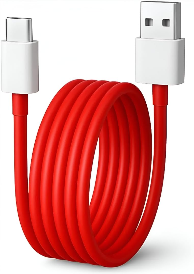 120W Dash Charge USB to Type-C Cable, 1M Length, Flex Resistant, Fast Charging, Red