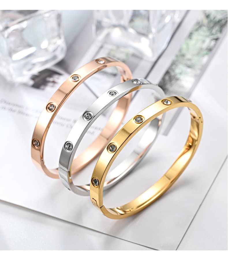 Love Bracelets Stainless Steel friendship Bracelet Cubic Zircon Filled Gold and Silver Female Women Mother's Day Valentine's Day Wedding Couple and Birthday Gift3