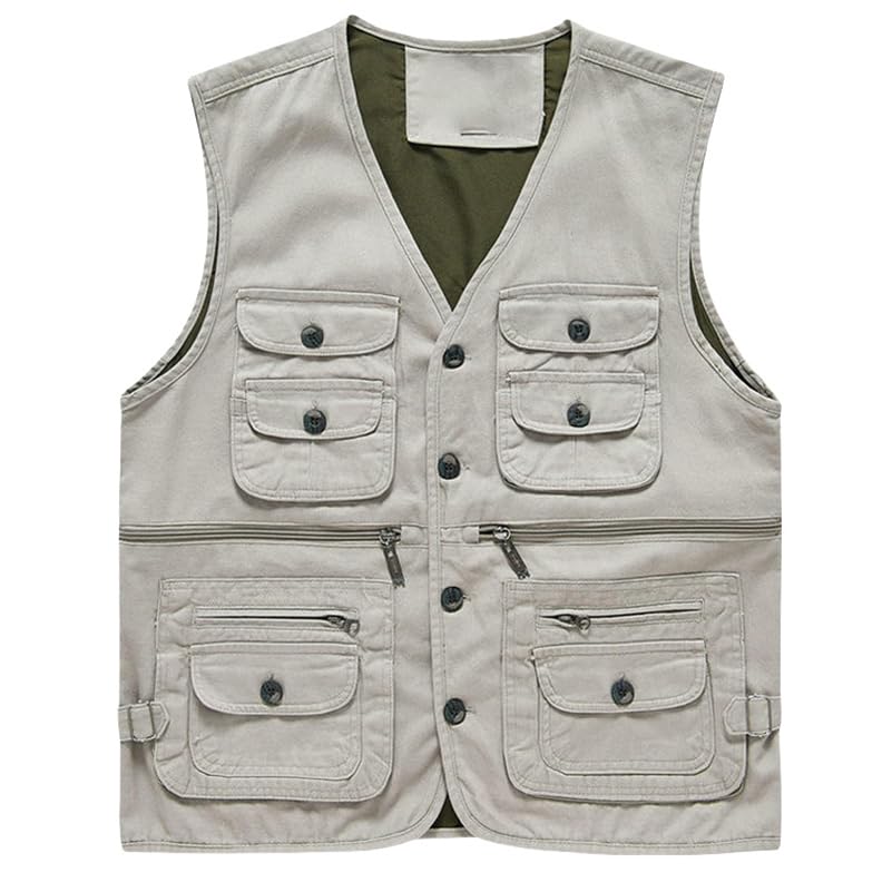 Gilet homme grande taille à poches multiples avec doublure double couche
