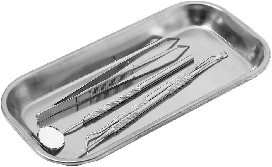 Dental Stainless Steel Medical Instrument Tray Useful Tool Clinic Lab Trays Instrument Tray 8.85 ร 4.52 ร 0.78"