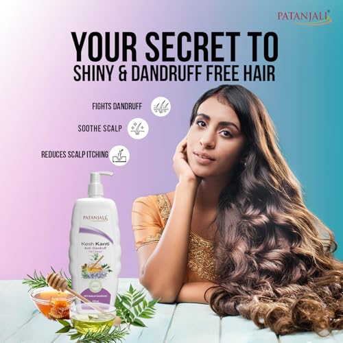 Image of Patanjali Kesh Kanti Anti-Dandruff Shampoo 450ml, Herbal Hair Cleanser for Dandruff Control (Pack of 2)