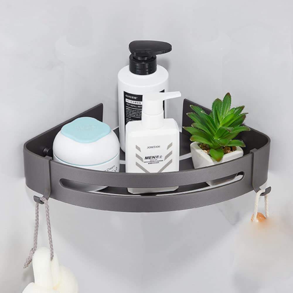 Barra de toalla y estante de esquina gris LIJUCAI con soporte de papel antioxidante