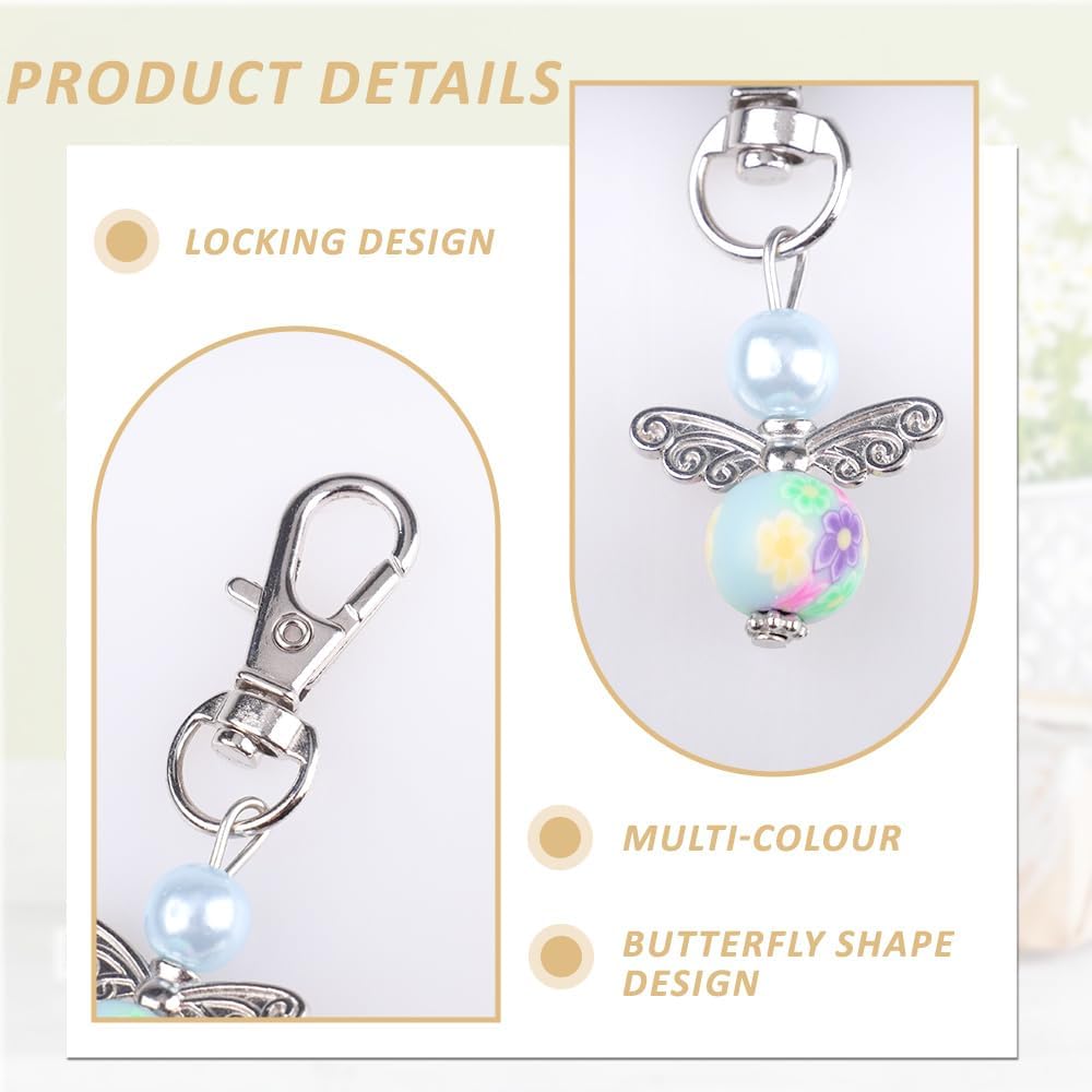 YunBey Lot De 20 Porte-clés Ange Gardien Perlé – Cadeaux Invités Baptême, Communion, Mariage, Anniversaire, Merci – 10 Designs Différents