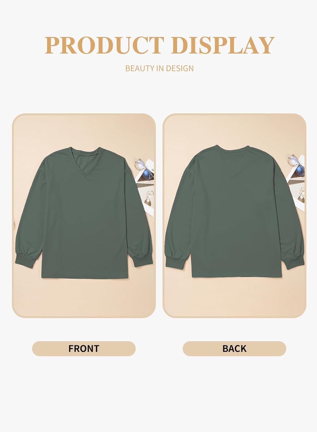 Eytino Plus Size Sweatshirts for Women V Neck Long Sleeve Oversized Pullover Tops 2026 Fall Fashion Outfit Clothes(1X-5X) - Image 5