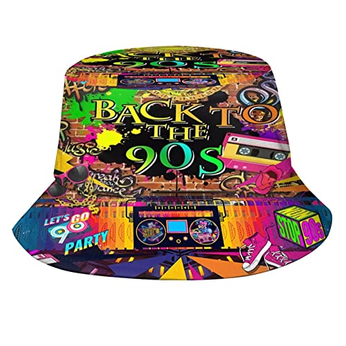 Retro Fashion 80s 90s Bucket Hat for Men Women Funny Summer Beach Fishing Hat Packable Outdoor Sun Fisherman Hat