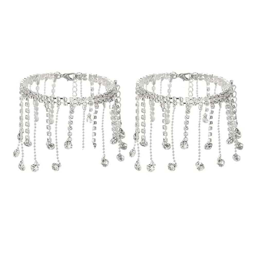 Gmall creations Rhinestone Anklet Ankle Bracelet Trendy Anklet Tennis Foot Chain Nightclub Parties Wedding Jewelry for Women and Girls Pack Of 2 (B0CTYJT4GG) Amazon Price History, Amazon Price Tracker