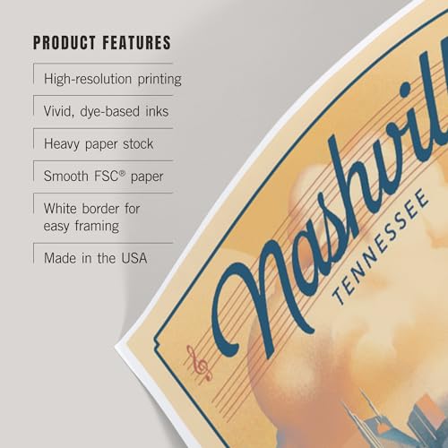 Lantern Press 12x18 Inch Art Print Wall Decor, Nashville, Tennessee, Lithograph City Series - Image 4